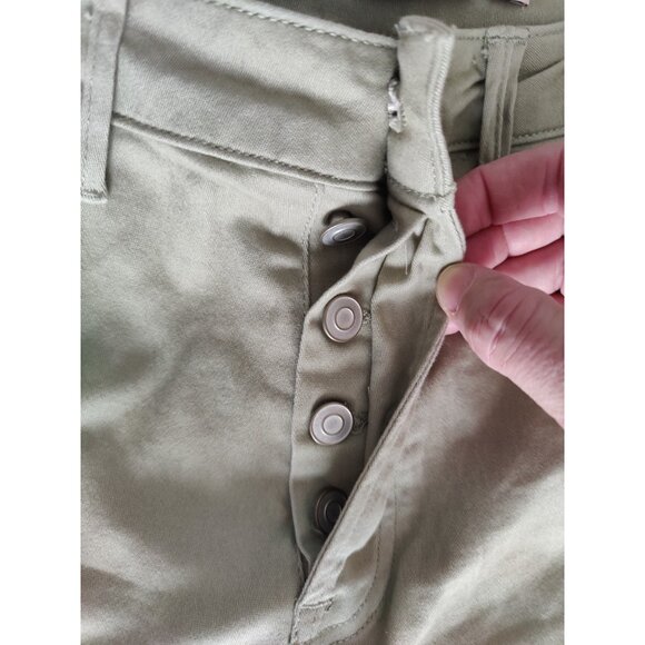 BCBGeneration High Rise Wide Leg Crop Twill Pants Light Green Button Fly 13/31 - Picture 5 of 7